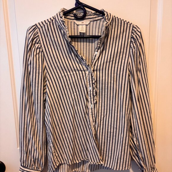 H&M Striped Ruffle Trim Blouse - Picture 3 of 3